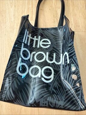 Little Brown Bag Black Tote - Glossy Palm Print